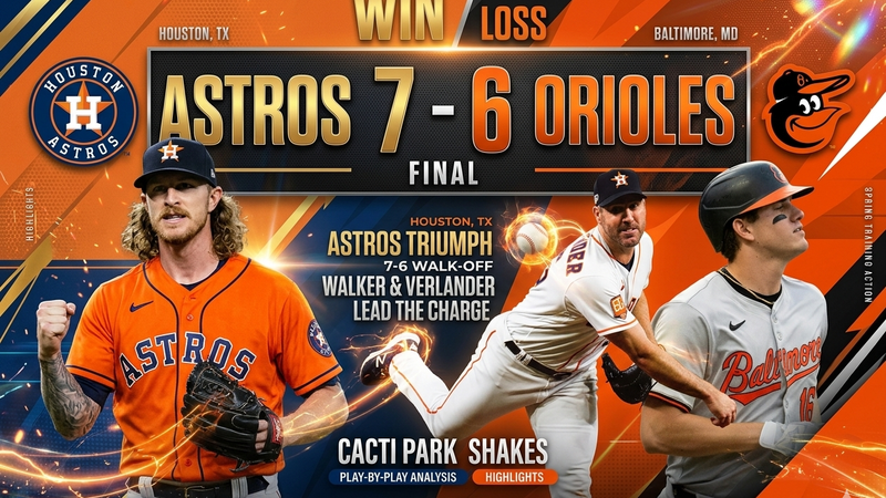 Astros vencen a Orioles 7-6 con dramático walk-off en Palm Beach