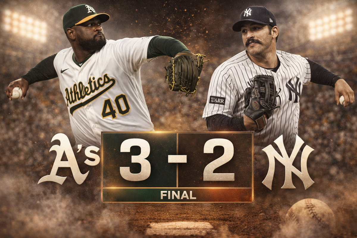 Athletics win 3-2 over Yankees