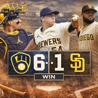 Brewers dominan a Padres 6-1 con poder ofensivo y brillante actuación de Gasser