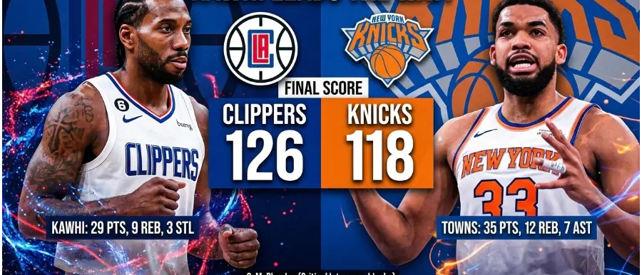 Clippers derrotan 126-118 a Knicks en el Intuit Dome y alcanzan marca de .500