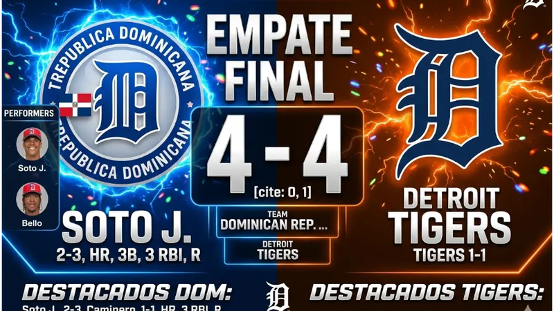 República Dominicana y Detroit Tigers empatan 4-4 en un vibrante duelo en el Quisqueya