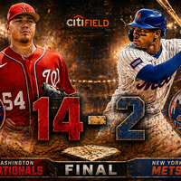 Nationals aplastan 14-2 a Mets: ofensiva desatada y dominio total en Citi Field