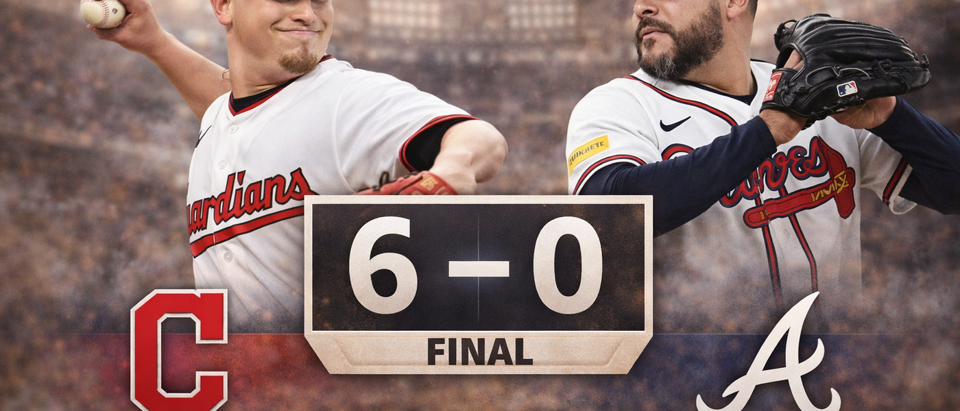 Guardians blanquean a Braves 6-0: dominio total en Truist Park con gran labor de pitcheo