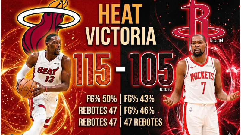 El Heat impone su ley en Miami: Victoria 115-105 sobre los Rockets