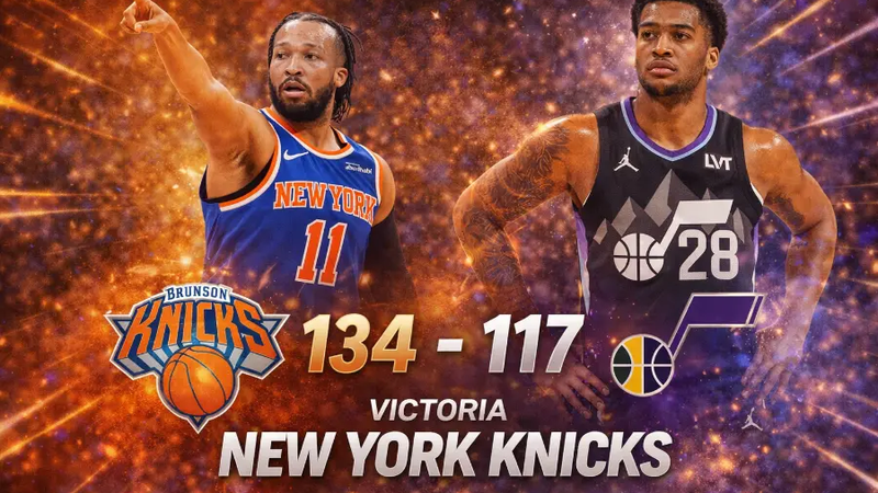 KNICKS DERROTAN 134-117 AL JAZZ EN SALT LAKE CITY CON LIDERAZGO DE JALEN BRUNSON
