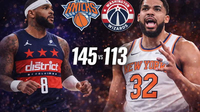 Knicks derrotan 145-113 a Wizards en una exhibición ofensiva histórica