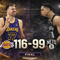Lakers derrotan 116-99 a Nets con una exhibición de Luka Doncic en Los Ángeles
