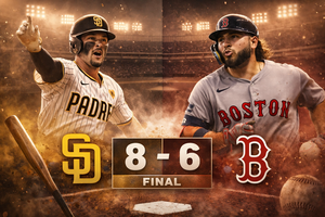 Padres triumph over Red Sox 8-6