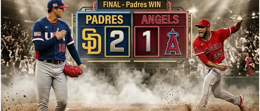 Padres vencen a Angels 2-1 en Anaheim: Duelo de pitcheo y salvamento de Miller