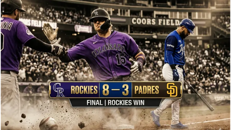 Rockies vencen a Padres 8-3: Hunter Goodman y Tomoyuki Sugano dominan en Coors Field