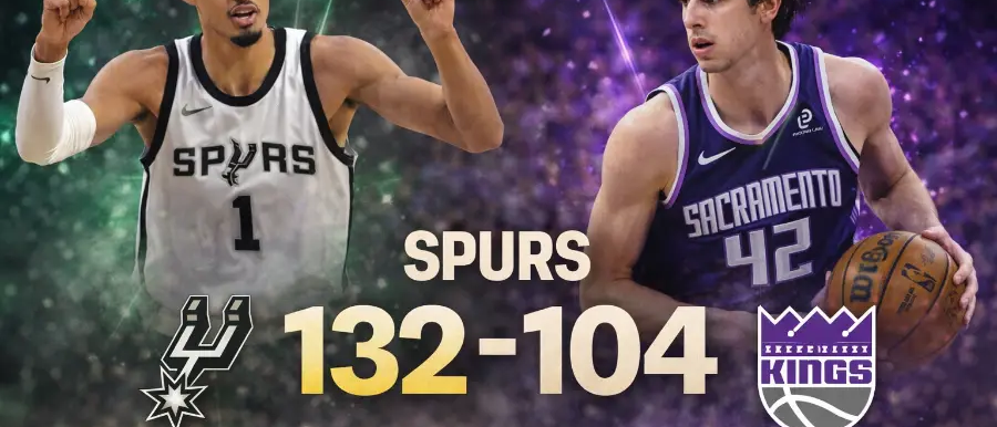 Spurs arrollan a Kings 132-104 en una exhibición ofensiva en Sacramento
