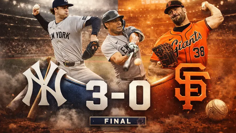 Yankees blanquean a Giants en San Francisco con dominio total de Schlittler y poder de Stanton